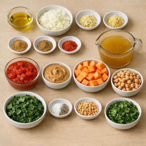 Ingredients for African Peanut Stew with Sweet Potatoes