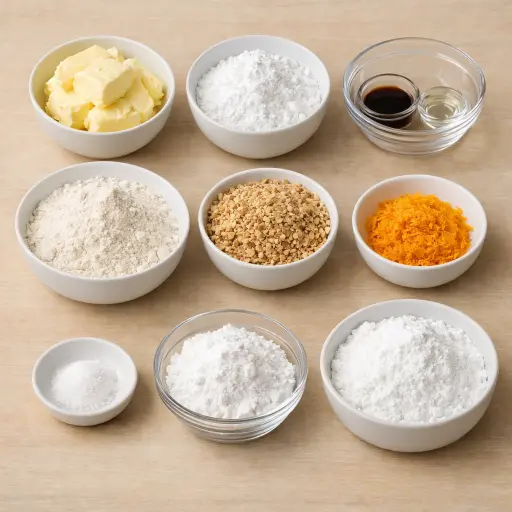 Ingredients for Almond & Citrus Mexican Wedding Cookies