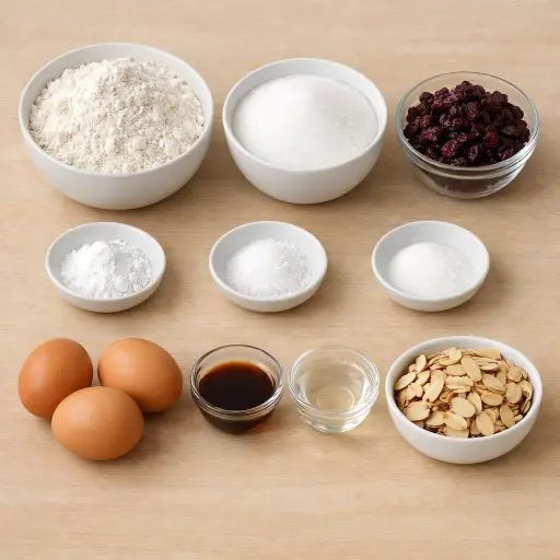 Ingredients for Almond & Cranberry Biscotti