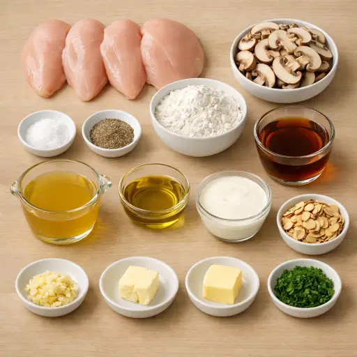 Ingredients for Almond Chicken Marsala