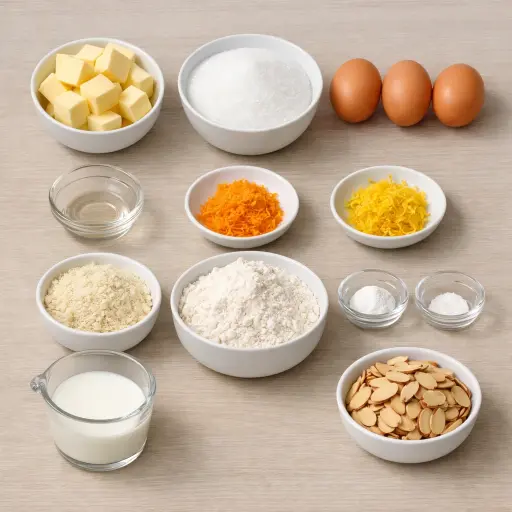 Ingredients for Almond Citrus Pound Cake
