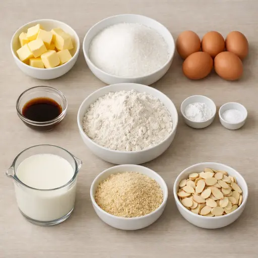 Ingredients for Almond Delight Cake