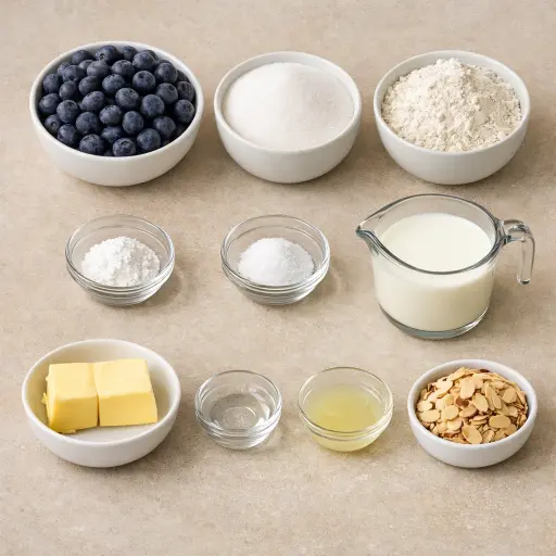 Ingredients for Almond Essence Blueberry Cobbler
