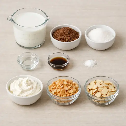 Ingredients for Almond Joy Hot Chocolate