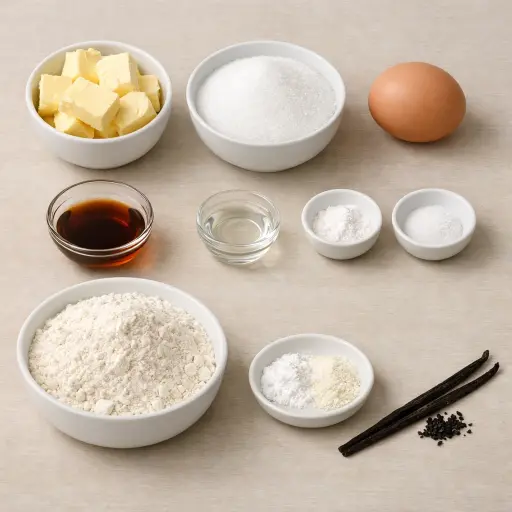 Ingredients for Almond Vanilla Bean Sugar Cookies