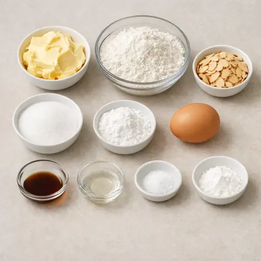 Ingredients for Almond Vanilla Butter Cookies