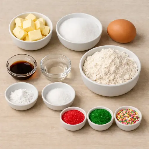 Ingredients for Almond Vanilla Spritz Cookies