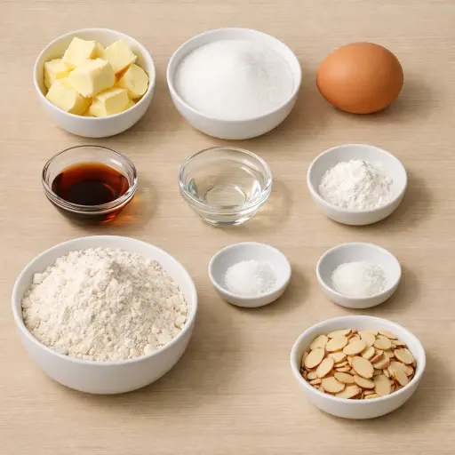 Ingredients for Almond Vanilla Sugar Cookies