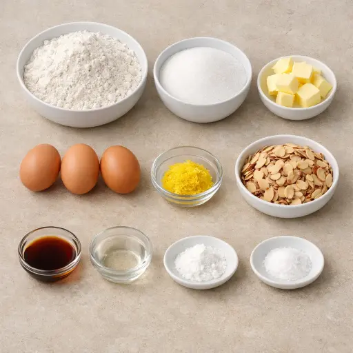 Ingredients for Almond Zest Biscotti