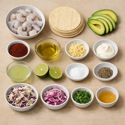 Ingredients for Ancho Chili Grilled Shrimp Tacos