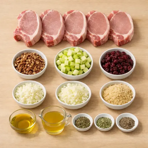 Ingredients for Apple & Cranberry Stuffed Pork Chops