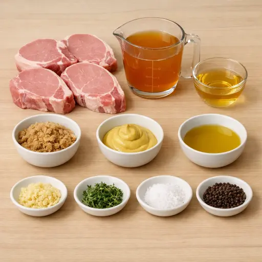 Ingredients for Apple Cider Glazed Pork Chops