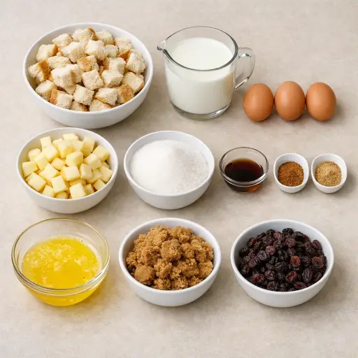 Ingredients for Apple Cinnamon Bread Pudding