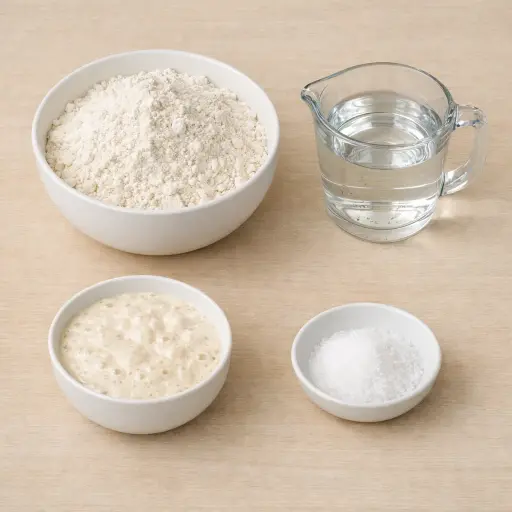 Ingredients for Artisan Sourdough Loaf