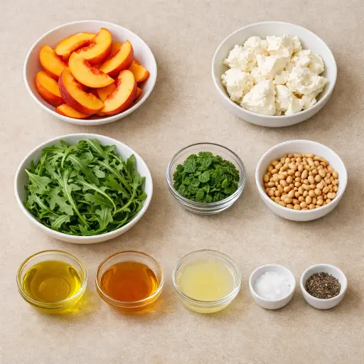 Ingredients for August: Peach and Burrata Salad