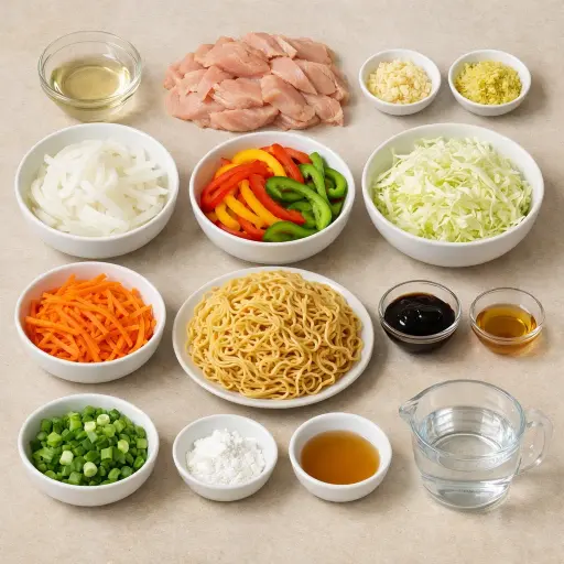 Ingredients for Authentic Chicken Chow Mein
