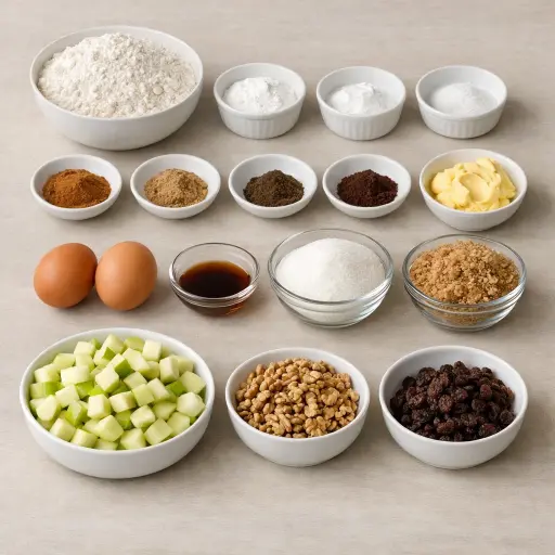Ingredients for Autumn Harvest Fresh Apple Cake