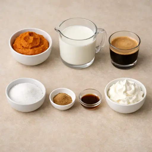Ingredients for Autumn Harvest Pumpkin Spice Latte