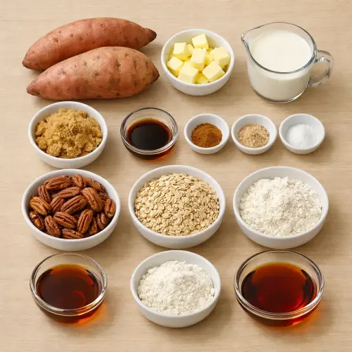 Ingredients for Autumn Harvest Sweet Potato Casserole