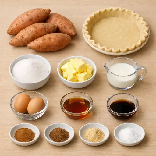 Ingredients for Autumn Harvest Sweet Potato Pie
