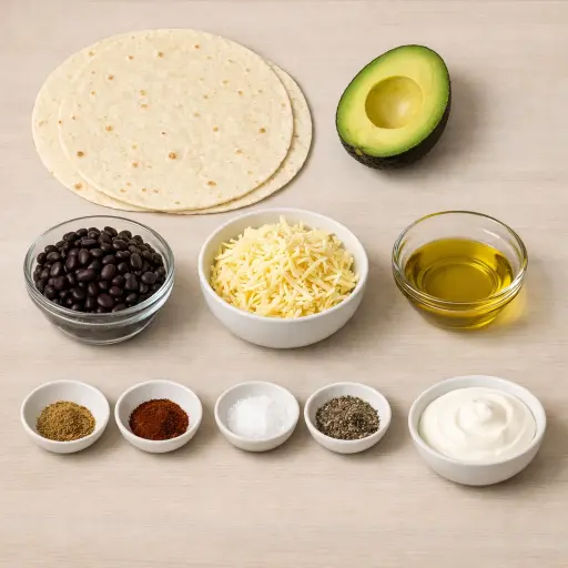 Ingredients for Avocado and Black Bean Quesadilla