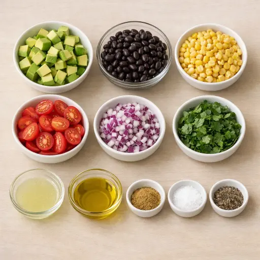 Ingredients for Avocado and Black Bean Salad
