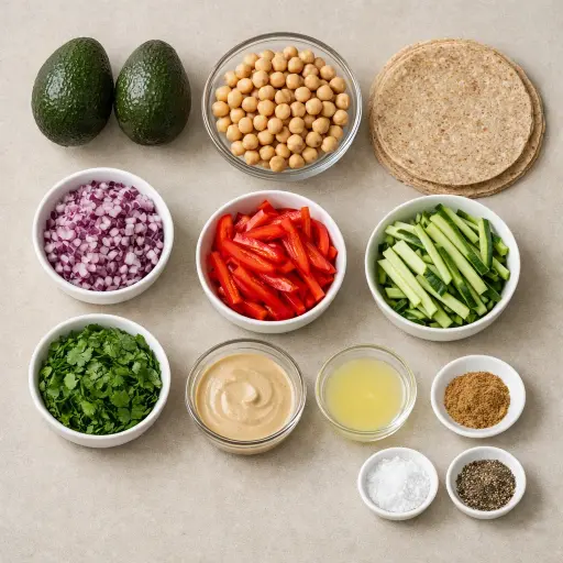 Ingredients for Avocado and Chickpea Wraps