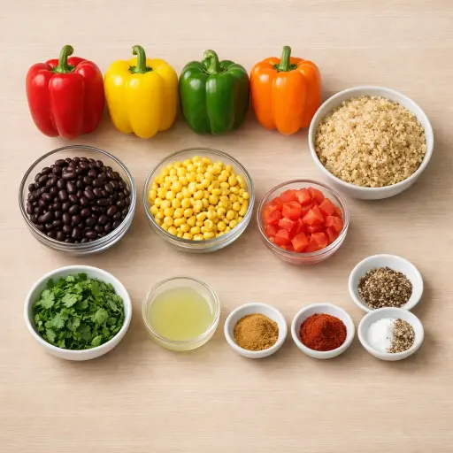 Ingredients for Avocado and Quinoa Stuffed Peppers
