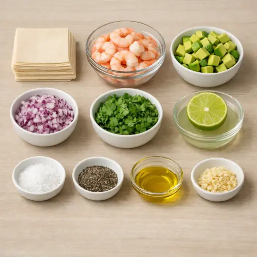Ingredients for Avocado and Shrimp Cocktail Cups