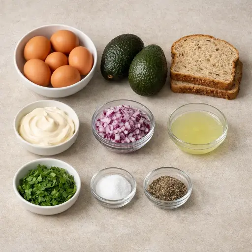 Ingredients for Avocado Egg Salad Delight