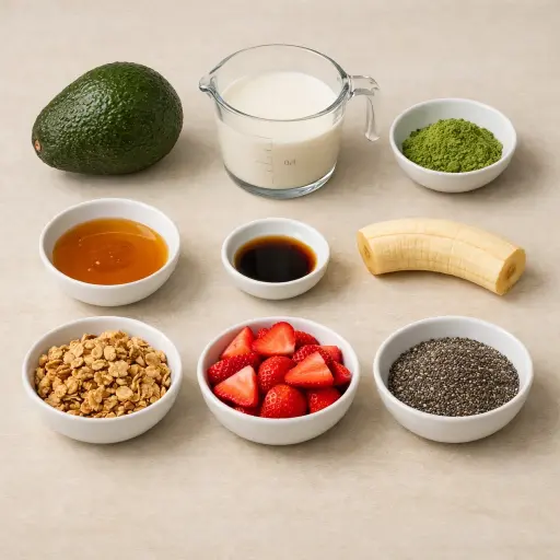 Ingredients for Avocado Matcha Smoothie Bowl
