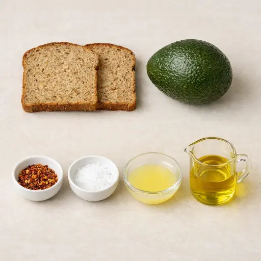 Ingredients for Avocado Toast with Chili Flakes