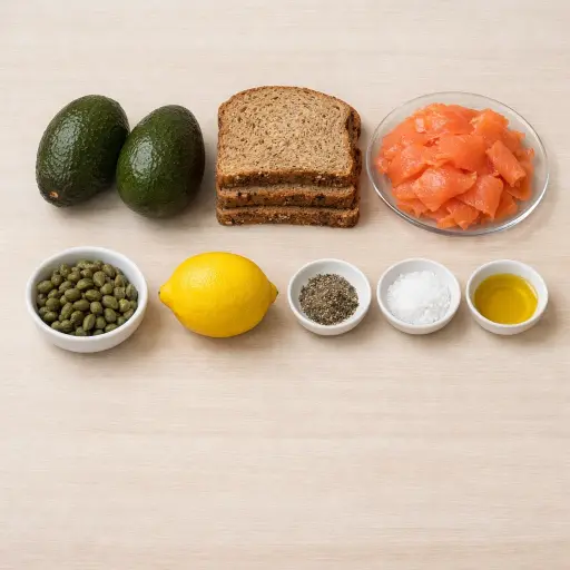 Ingredients for Avocado Toast with Smoked Salmon