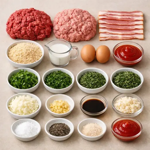 Ingredients for Bacon-Wrapped Herb Meatloaf