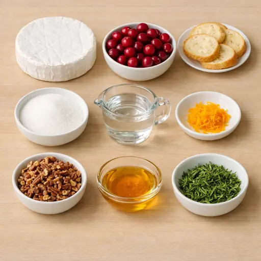 Ingredients for Baked Brie with Cranberry Compote