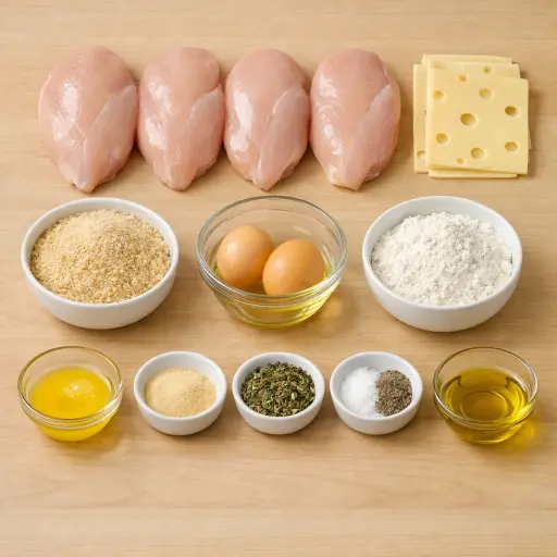 Ingredients for Baked Chicken Cordon Bleu with Herbed Crust