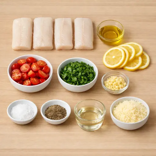 Ingredients for Baked Cod with Tomato and Basil