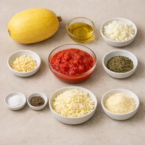Ingredients for Baked Spaghetti Squash Delight