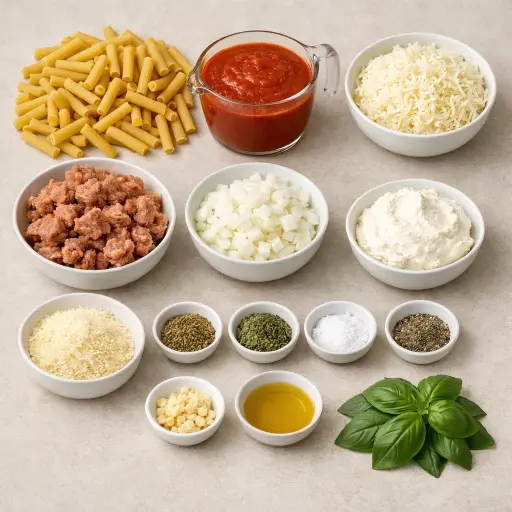 Ingredients for Baked Ziti