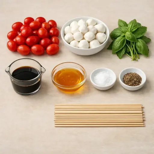 Ingredients for Balsamic Glazed Caprese Skewers