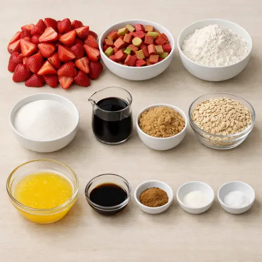Ingredients for Balsamic Strawberry Rhubarb Crisp