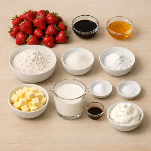 Ingredients for Balsamic Strawberry Shortcake
