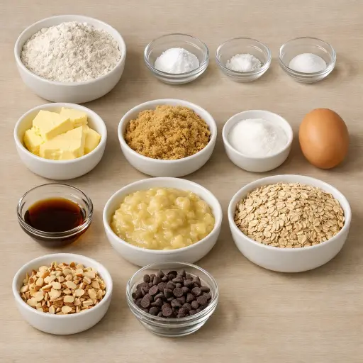 Ingredients for Banana Almond Oatmeal Cookies