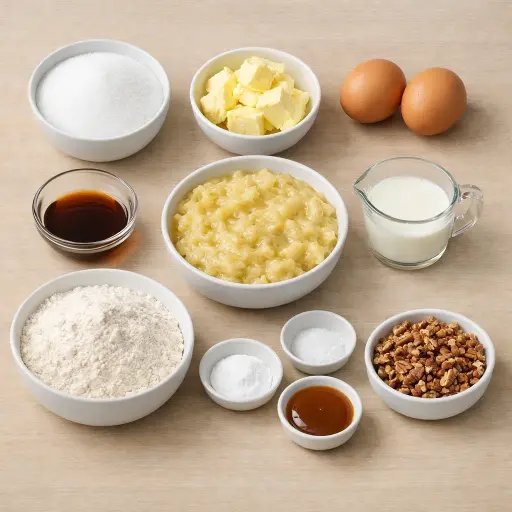 Ingredients for Banana Caramel Crunch Cake