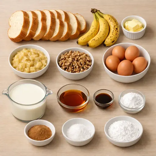 Ingredients for Banana Nut French Toast Casserole