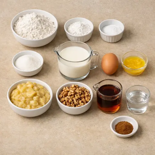 Ingredients for Banana Pancakes with Walnut Syrup