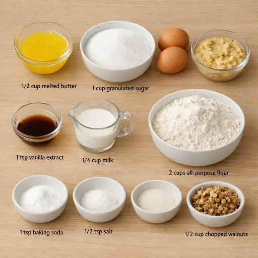 Ingredients for Banana Walnut Delight Bread