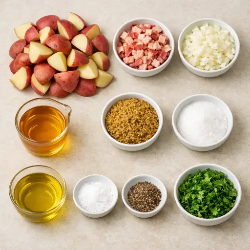 Ingredients for Bavarian Mustard Potato Salad