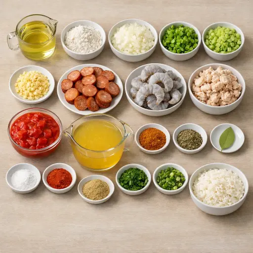 Ingredients for Bayou Breeze Creole Gumbo