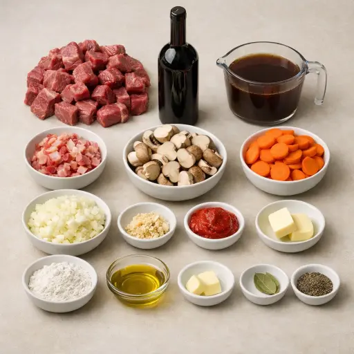 Ingredients for Beef Bourguignon